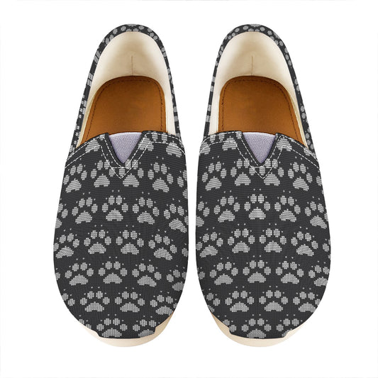 Grey And White Paw Knitted Pattern Print Casual Shoes