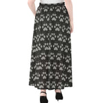 Grey And White Paw Knitted Pattern Print Chiffon Maxi Skirt