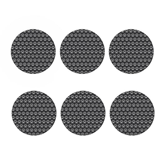 Grey And White Paw Knitted Pattern Print Coaster Set