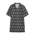 Grey And White Paw Knitted Pattern Print Cotton Hawaiian Shirt
