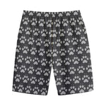 Grey And White Paw Knitted Pattern Print Cotton Shorts