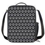 Grey And White Paw Knitted Pattern Print Crossbody Lunch Bag