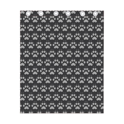 Grey And White Paw Knitted Pattern Print Curtain