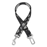 Grey And White Paw Knitted Pattern Print Dog Seat Belt