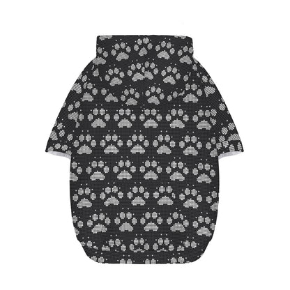 Grey And White Paw Knitted Pattern Print Dog Zip Up Hoodie