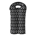 Grey And White Paw Knitted Pattern Print Double Neoprene Wine Tote