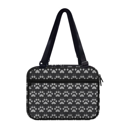 Grey And White Paw Knitted Pattern Print Double Strap Bible Bag
