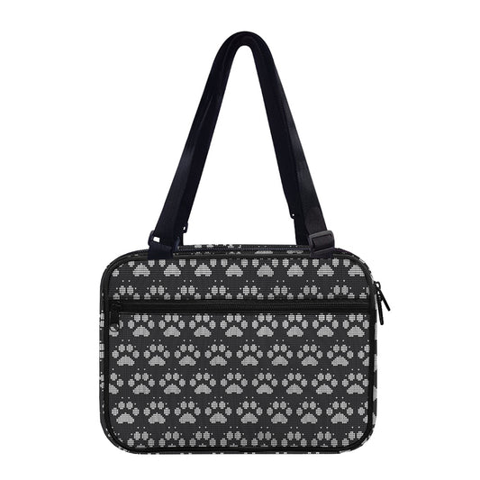 Grey And White Paw Knitted Pattern Print Double Strap Bible Bag