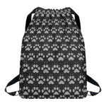 Grey And White Paw Knitted Pattern Print Drawstring Backpack