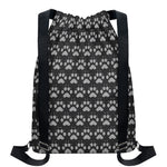Grey And White Paw Knitted Pattern Print Drawstring Backpack