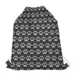Grey And White Paw Knitted Pattern Print Drawstring Bag