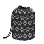 Grey And White Paw Knitted Pattern Print Drawstring Makeup Bag