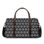 Grey And White Paw Knitted Pattern Print Duffle Bag