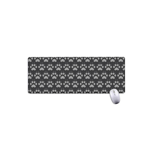 Grey And White Paw Knitted Pattern Print Extended Mouse Pad