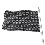 Grey And White Paw Knitted Pattern Print Flag