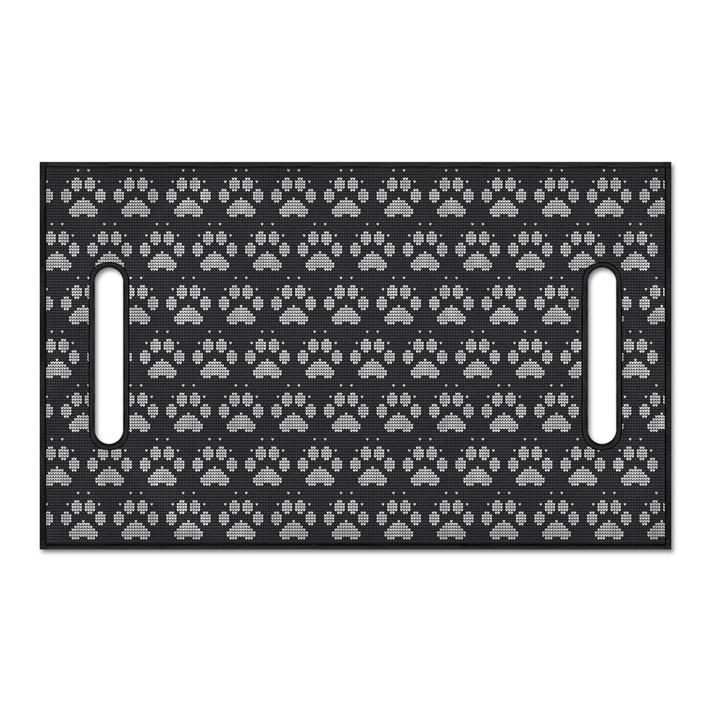 Grey And White Paw Knitted Pattern Print Golf Cart Seat Cover