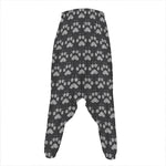 Grey And White Paw Knitted Pattern Print Hammer Pants
