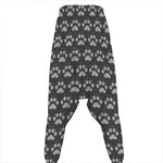 Grey And White Paw Knitted Pattern Print Hammer Pants