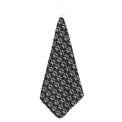 Grey And White Paw Knitted Pattern Print Hand Towel