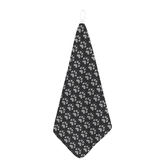 Grey And White Paw Knitted Pattern Print Hand Towel