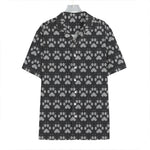 Grey And White Paw Knitted Pattern Print Hawaiian Shirt