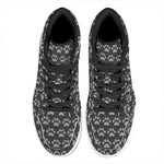 Grey And White Paw Knitted Pattern Print High Top Leather Sneakers