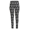 Grey And White Paw Knitted Pattern Print High-Waisted Pocket Leggings