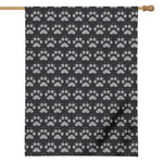 Grey And White Paw Knitted Pattern Print House Flag