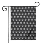Grey And White Paw Knitted Pattern Print House Flag