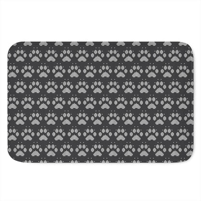 Grey And White Paw Knitted Pattern Print Indoor Door Mat