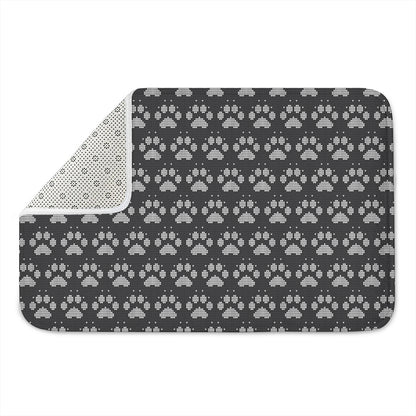 Grey And White Paw Knitted Pattern Print Indoor Door Mat