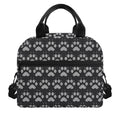 Grey And White Paw Knitted Pattern Print Insulated Lunch Bag