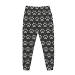 Grey And White Paw Knitted Pattern Print Jogger Pants