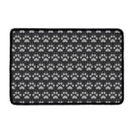 Grey And White Paw Knitted Pattern Print Kitchen Mat