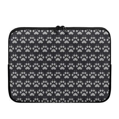 Grey And White Paw Knitted Pattern Print Laptop Sleeve