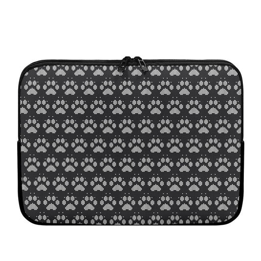 Grey And White Paw Knitted Pattern Print Laptop Sleeve
