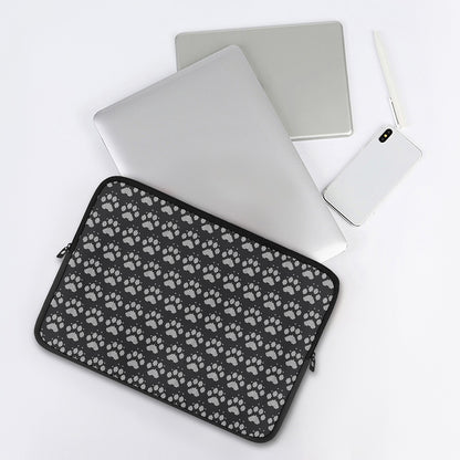 Grey And White Paw Knitted Pattern Print Laptop Sleeve