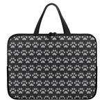 Grey And White Paw Knitted Pattern Print Laptop Sleeve With Handle