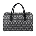 Grey And White Paw Knitted Pattern Print Leather Duffel Bag