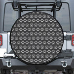 Grey And White Paw Knitted Pattern Print Leather Spare Tire Cover