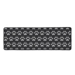 Grey And White Paw Knitted Pattern Print Long Kitchen Mat