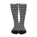 Grey And White Paw Knitted Pattern Print Long Socks