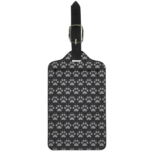 Grey And White Paw Knitted Pattern Print Luggage Tag