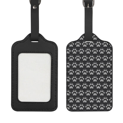 Grey And White Paw Knitted Pattern Print Luggage Tag