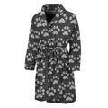 Grey And White Paw Knitted Pattern Print Men's Bathrobe