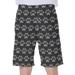 Grey And White Paw Knitted Pattern Print Men's Beach Shorts