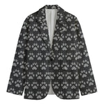Grey And White Paw Knitted Pattern Print Men's Blazer