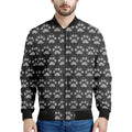 Grey And White Paw Knitted Pattern Print Men's Bomber Jacket