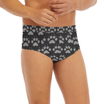 Grey And White Paw Knitted Pattern Print Men's Briefs