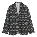 Grey And White Paw Knitted Pattern Print Men's Cotton Blazer